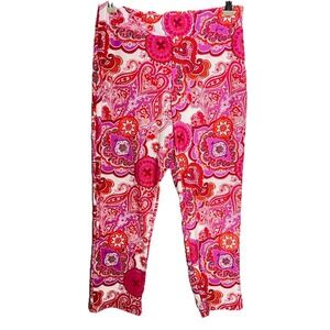 Jude Connally Pull On Jude Cloth Capri Pantsโ Pink Paisley Coastal Preppy S